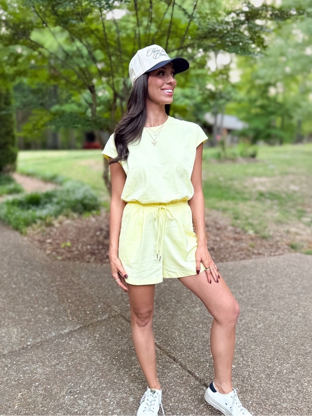 Cap Sleeve Boxy Top & Shorts Set | Pale Yellow